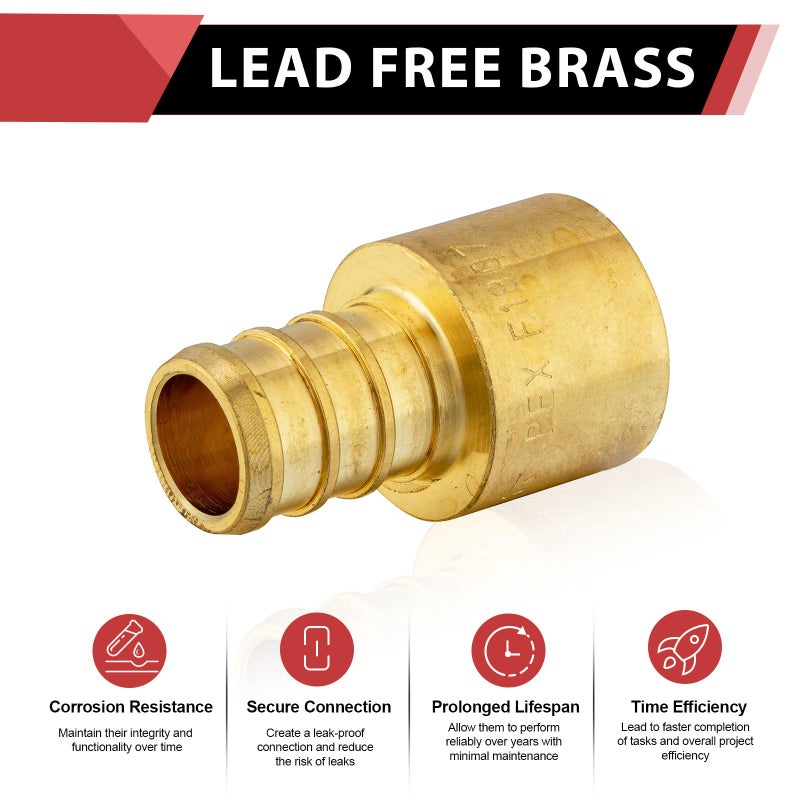 EFIELD 10 Pieces EFIELD Pex Fittings 1/2" x 1/2" Female Sweat Copper Adapter (Over Copper Tube), ASTM F1807,(PEX1807127) - Image 3